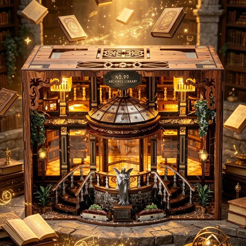 3Dモデルキット ライト付きブックエンド DIY木製パズル  - Diy Wooden Book Nook Kit Shelf Insert のレビューと価格